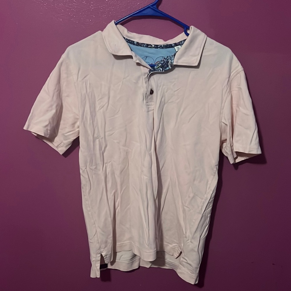 Robert Graham Skull Heads Polo Shirt Mens Medium Pink Floral Lighter T6